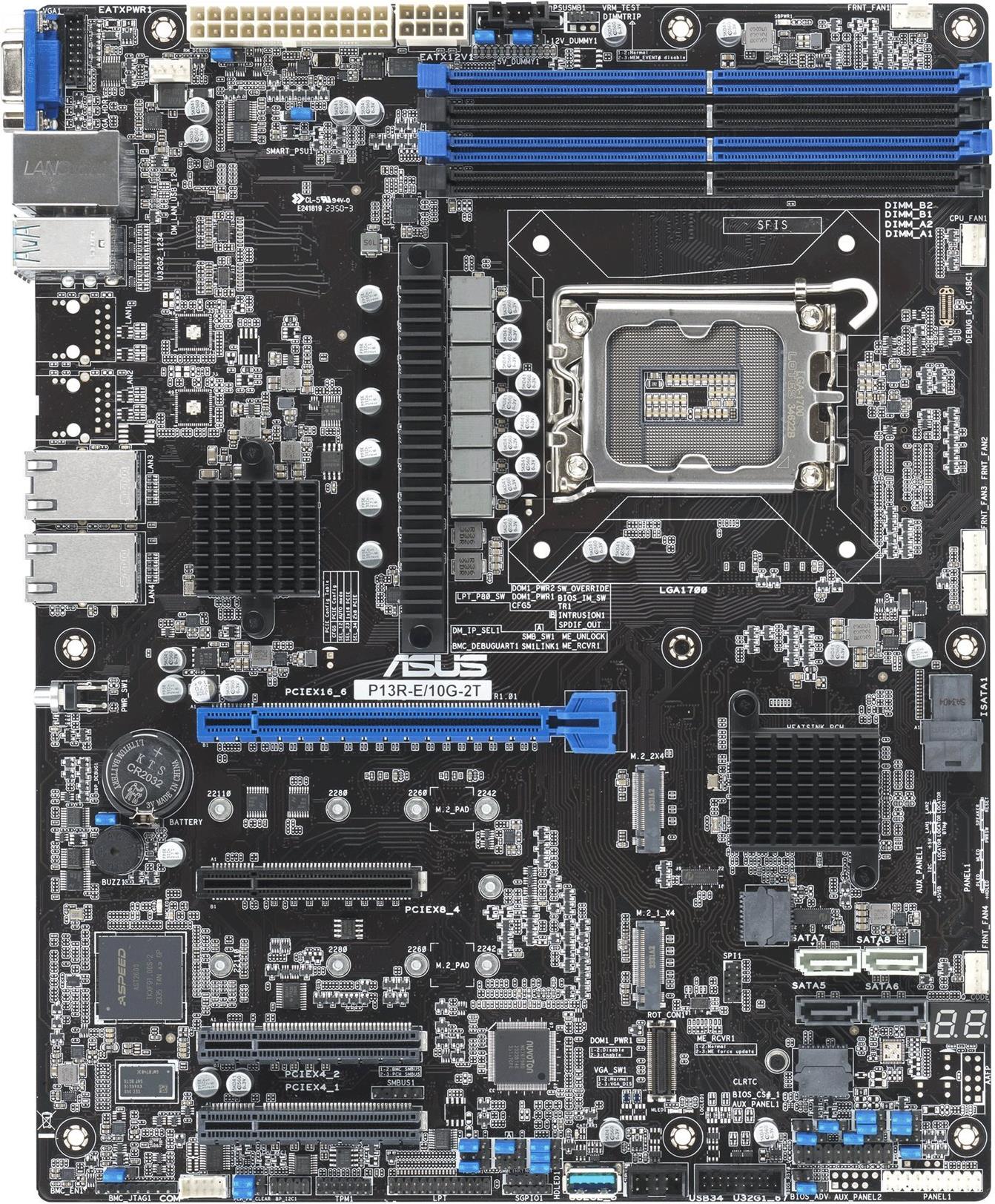 ASUS P13R-E/10G-2T - Motherboard - ATX - LGA1700-Sockel - C266 Chipsatz - USB 3,2 Gen 1, USB 3,2 Gen 2 - 10 Gigabit LAN - Onboard-Grafik (90SB0CY0-M0UAY0)