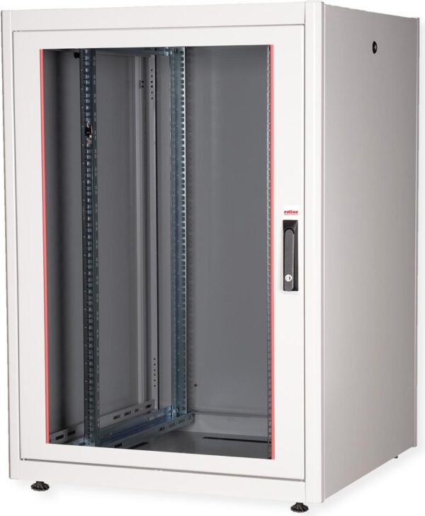 Roline Basic - Schrank Netzwerkschrank - Glas Tür, 800 x 800 (B x T) - RAL 7035, Hellgrau - 22U - 48.3 cm (19") (26.21.0033)