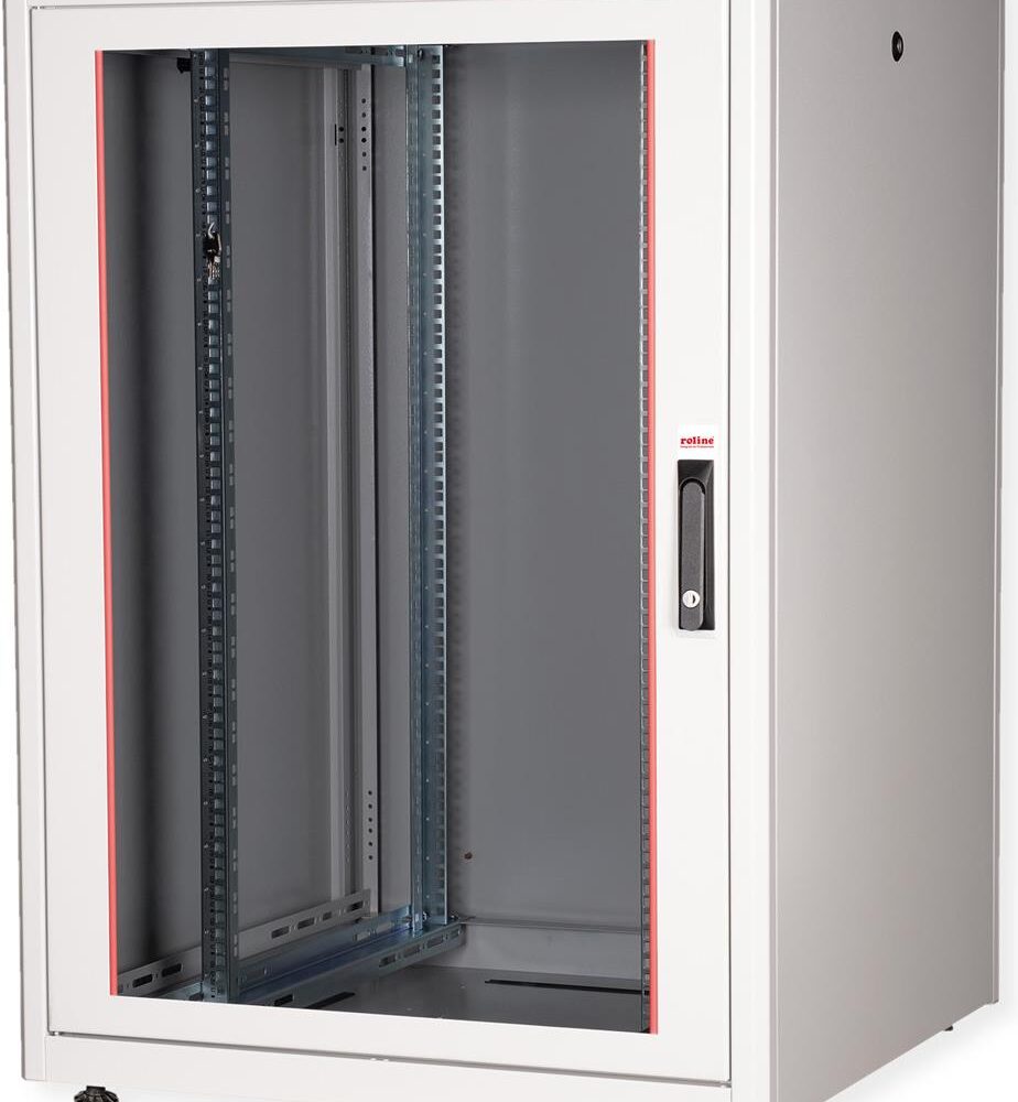 Roline Basic - Schrank Netzwerkschrank - Glas Tür, 800 x 800 (B x T) - RAL 7035, Hellgrau - 22U - 48.3 cm (19") (26.21.0033)