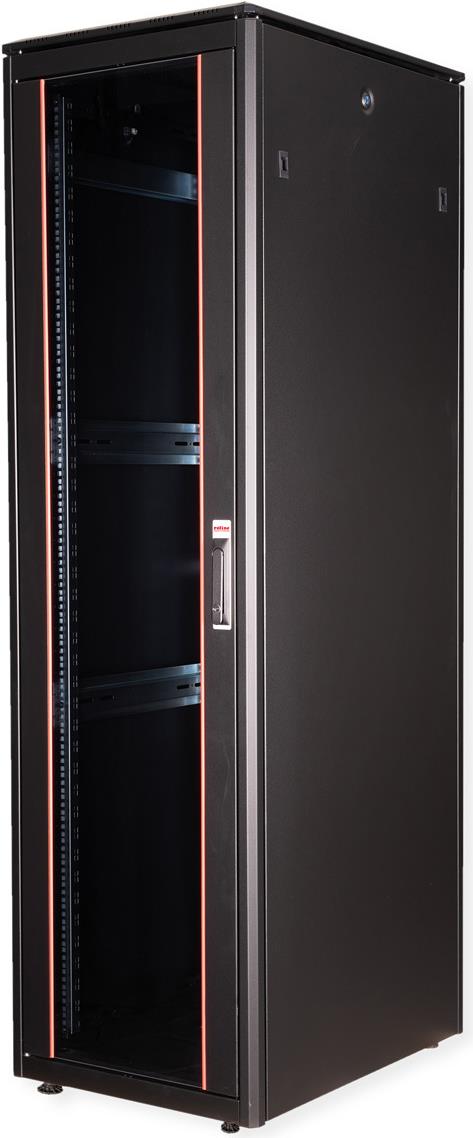 Roline Pro - Schrank Netzwerkschrank - mit Glastür, 600 x 800 mm (B x T) - RAL 9005, Jet Black - 42HE - 48.3 cm (19") (26.21.0232)