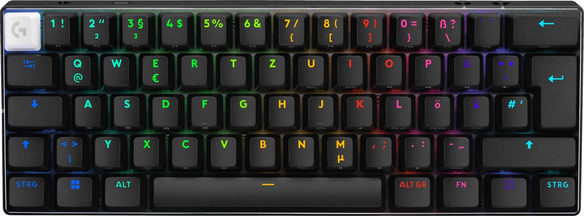 Logitech G PRO X 60 - Tastatur - Gaming - 60% - TKL - Hintergrundbeleuchtung - kabellos - 2,4 GHz, Bluetooth - QWERTZ - Deutsch - Tastenschalter: Tactile - Schwarz (920-011905)