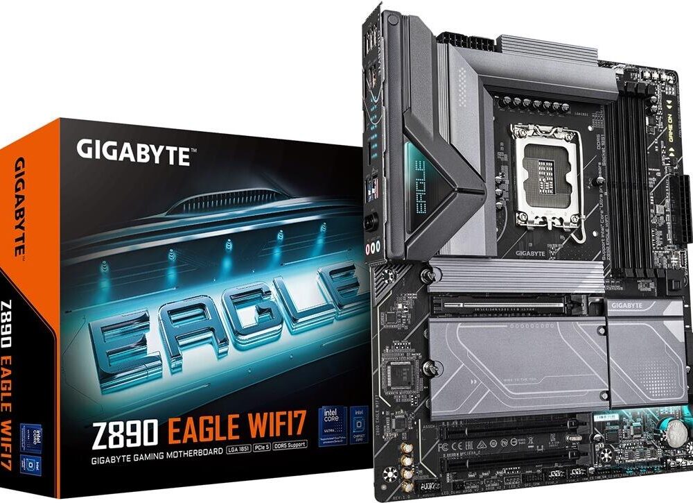 Gigabyte Z890 EAGLE WIFI7 - Motherboard - ATX - LGA1851-Sockel - Z890 Chipsatz - USB4, USB 3,2 Gen 2, USB 3,2 Gen 1, USB-C 3,2 Gen2 - Bluetooth, Wi-Fi 7, 2,5 Gigabit LAN - Onboard-Grafik (CPU erforderlich) - HD Audio (8-Kanal) (Z890 EAGLE WIFI7)