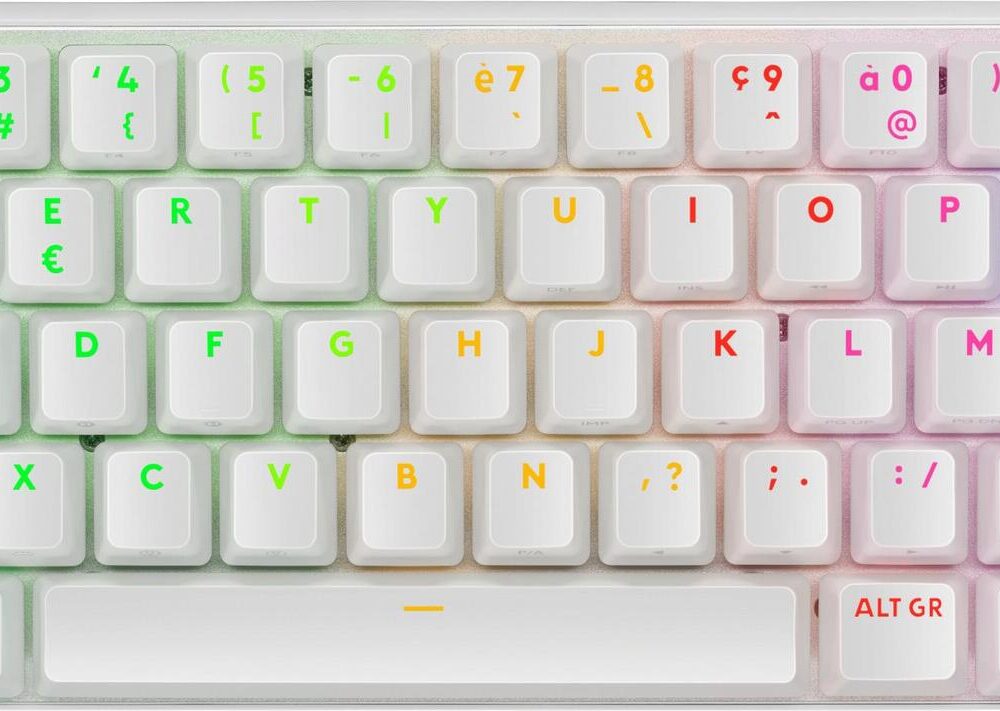 Logitech G PRO X 60 - Tastatur - Gaming - 60% - TKL - Hintergrundbeleuchtung - kabellos - 2,4 GHz, Bluetooth - AZERTY - Französisch - Tastenschalter: Tactile - weiß (920-011925)