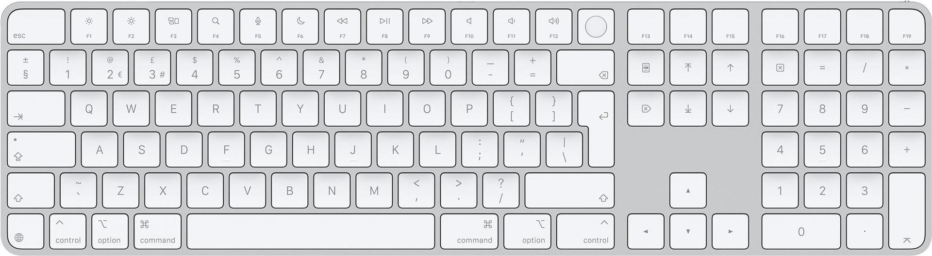 Apple Magic Keyboard with Touch ID and Numeric Keypad - Tastatur - USB-C - kabellos - Bluetooth - QWERTY - GB - weiße Tasten (MXK73B/A)