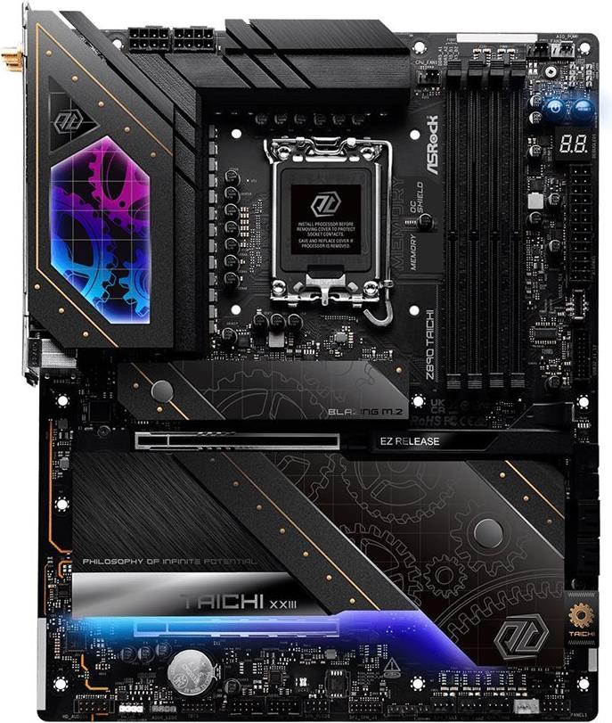 ASRock Z890 TAICHI - Motherboard - ATX - LGA1851-Sockel - Z890 Chipsatz - USB4, USB-C 3,2 Gen 2x2, USB 3,2 Gen 2, USB 3,2 Gen 1 - 5 Gigabit Ethernet, Wi-Fi 7, Bluetooth - Onboard-Grafik (CPU erforderlich) - HD Audio (5,1-Channel) (90-MXBPR0-A0UAYZ)