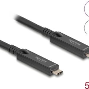 Delock - USB-Kabel - 24 pin USB-C (M) zu 24 pin USB-C (M) - USB 3,2 Gen 1 / DisplayPort 2,1  3 A - 5,0m - Schwarz (84255)