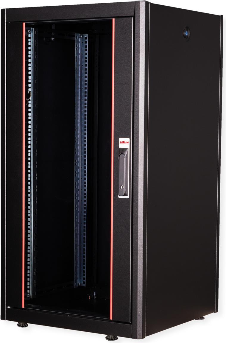 Roline Basic - Schrank Netzwerkschrank - Glas Tür - Jet Black, RAL 9005 - 22U - 48.3 cm (19") (26.21.0200)