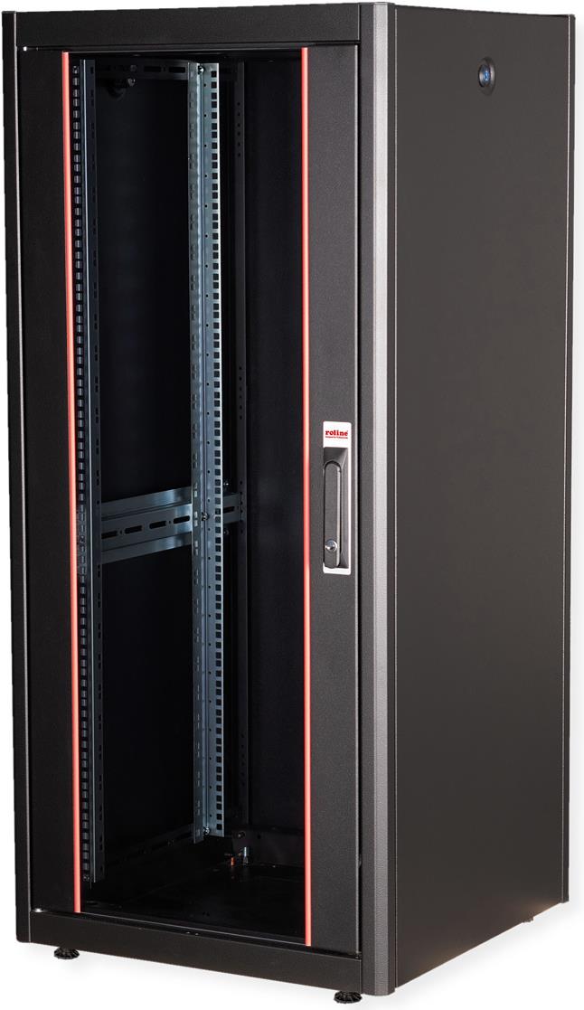 Roline Basic - Schrank Netzwerkschrank - Glas Tür - Jet Black, RAL 9005 - 26U - 48.3 cm (19") (26.21.0204)