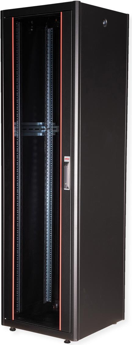 Roline Basic - Schrank Netzwerkschrank - Glas Tür - Jet Black, RAL 9005 - 42HE - 48.3 cm (19") (26.21.0211)