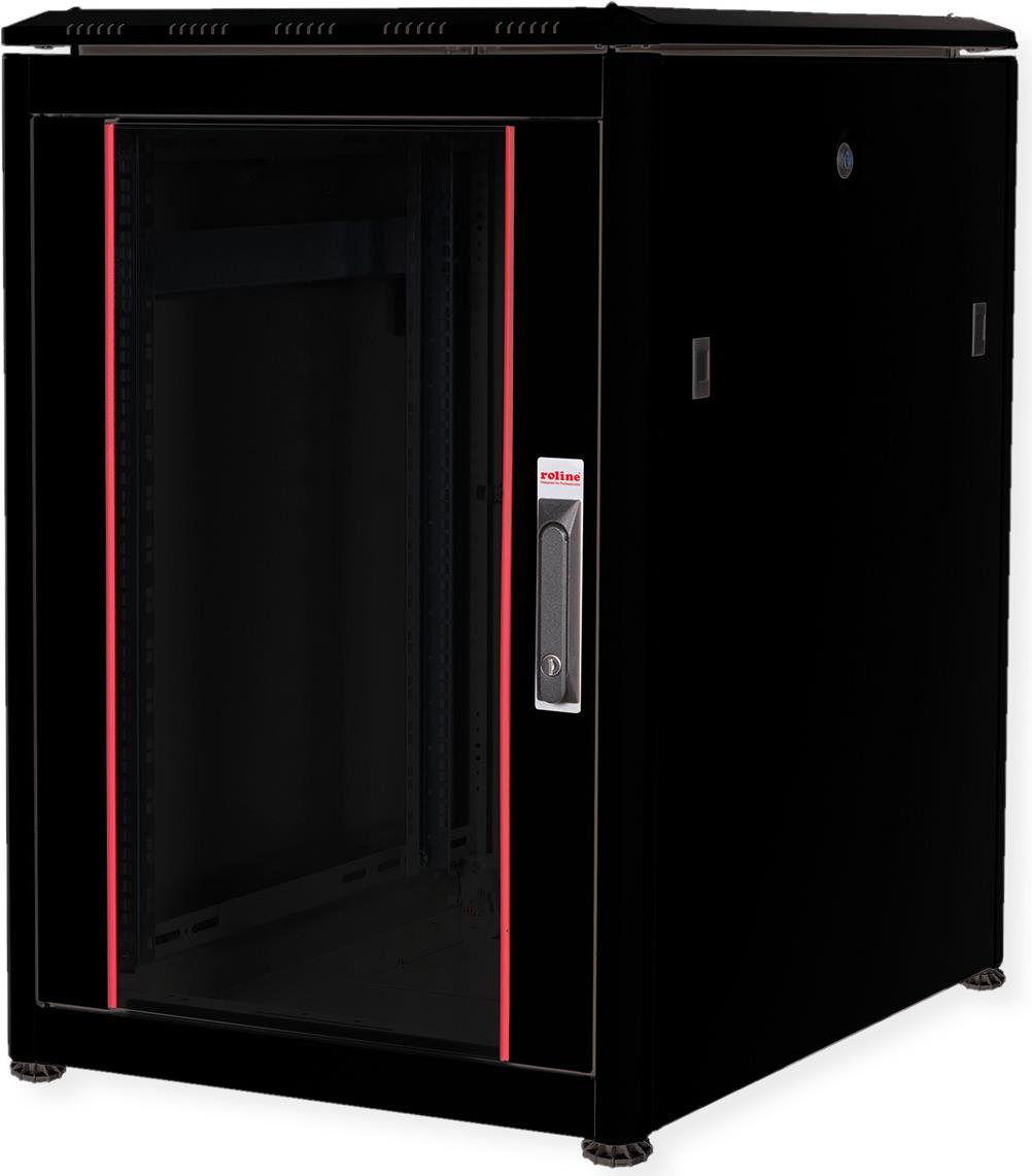 Roline Pro - Schrank Netzwerkschrank - mit Glastür, 600 x 800 mm (B x T) - Jet Black, RAL 9005 - 16U - 48.3 cm (19") (26.21.0217)