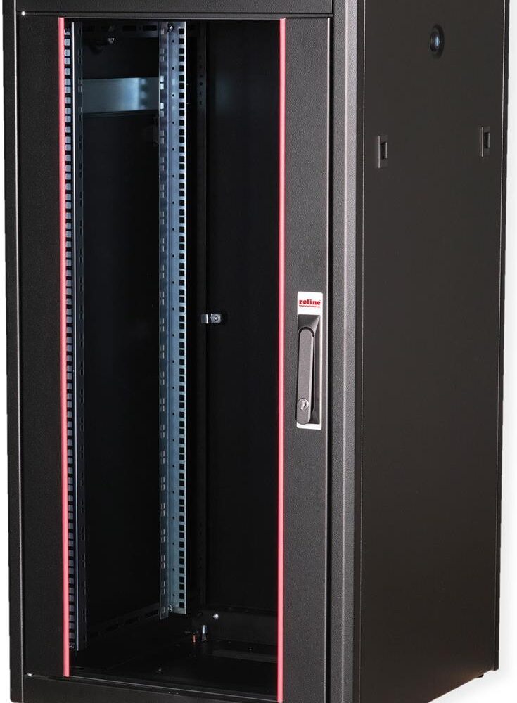 Roline Pro - Schrank Netzwerkschrank - mit Glastür, 600 x 600 mm (B x T) - RAL 9005, Jet Black - 22U - 48.3 cm (19") (26.21.0218)