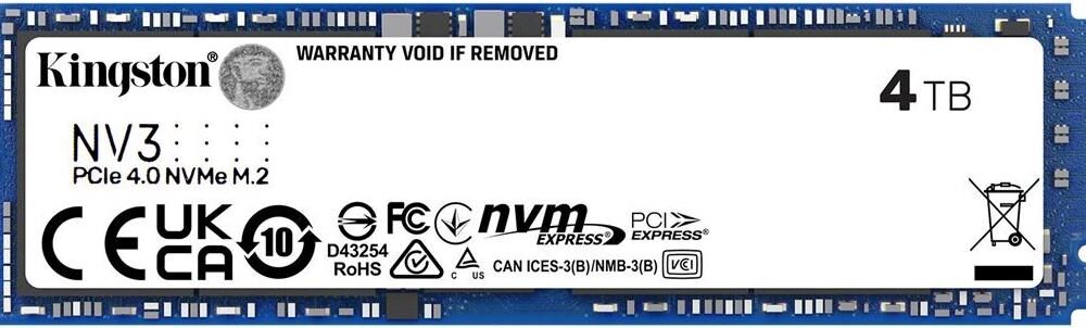 Kingston NV3 - SSD - 4TB - intern - M.2 2280 - PCIe 4,0 x4 (NVMe) (SNV3S/4000G)
