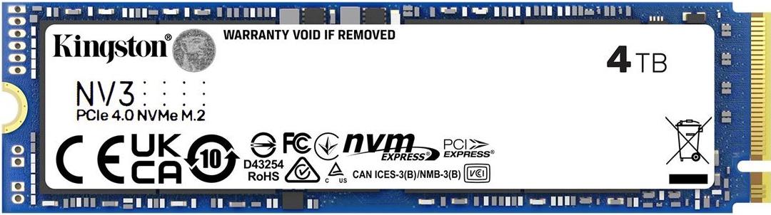 Kingston NV3 - SSD - 4TB - intern - M.2 2280 - PCIe 4,0 x4 (NVMe) (SNV3S/4000G)