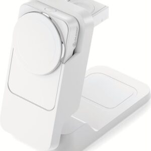 ALOGIC Matrix Ultimate - Kabelloses Ladegerät - 3-in-1, mit Magsafe + AC-Netzteil - 15 Watt - 3 A - Fast Charge, PD - 3 Ausgabeanschlussstellen (magnetisch, 24 pin USB-C) - weiß - Global - mit 5000 mAh kabellose Powerbank (MFPB5KM-G)