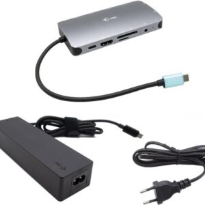 I-TEC USB-C Metal Dock 1xHDMI 1xVGA 1xSD+1xmicroSD Kartenleser 1xGLAN 1xAudio/Mic 3xUSB 3.1 1xUSB-C Data 1xUSB-C PD + Netzteil 100W (C31NANOVGA100)