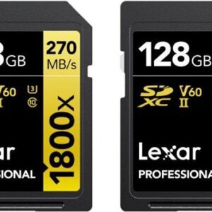 Lexar Professional GOLD Series - Flash-Speicherkarte - 128 GB - Video Class V60 / UHS-II U3 / Class10 - 1800x - SDXC UHS-II (Packung mit 2)
