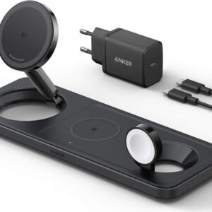 Anker MagGo - Induktive Ladematte - 3-in-1 + AC-Netzteil - 25 Watt - Apple Fast Charge, IQ - Schwarz (B25M1311)