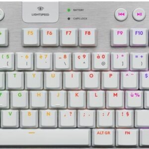 Logitech G G915 X - Tastatur - LIGHTSPEED - TKL - Hintergrundbeleuchtung - kabellos - Bluetooth 5,0, 2,4 GHz, USB - AZERTY - Französisch - Tastenschalter: GL Tactile - weiß (920-012734)