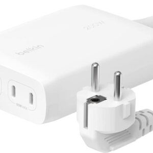 Belkin BoostCharge Pro - Netzteil - GaN-Technologie - 200 Watt - 5 A - Fast Charge, Power Delivery 3,1, PD 3,0 - 4 Ausgabeanschlussstellen (24 pin USB-C) - weiß (WCH015VFWH)