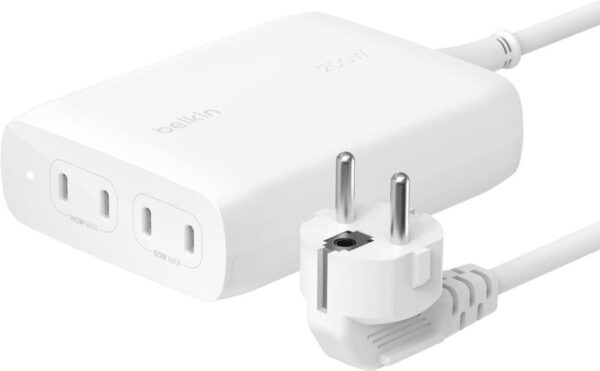 Belkin BoostCharge Pro - Netzteil - GaN-Technologie - 200 Watt - 5 A - Fast Charge, Power Delivery 3,1, PD 3,0 - 4 Ausgabeanschlussstellen (24 pin USB-C) - weiß (WCH015VFWH)