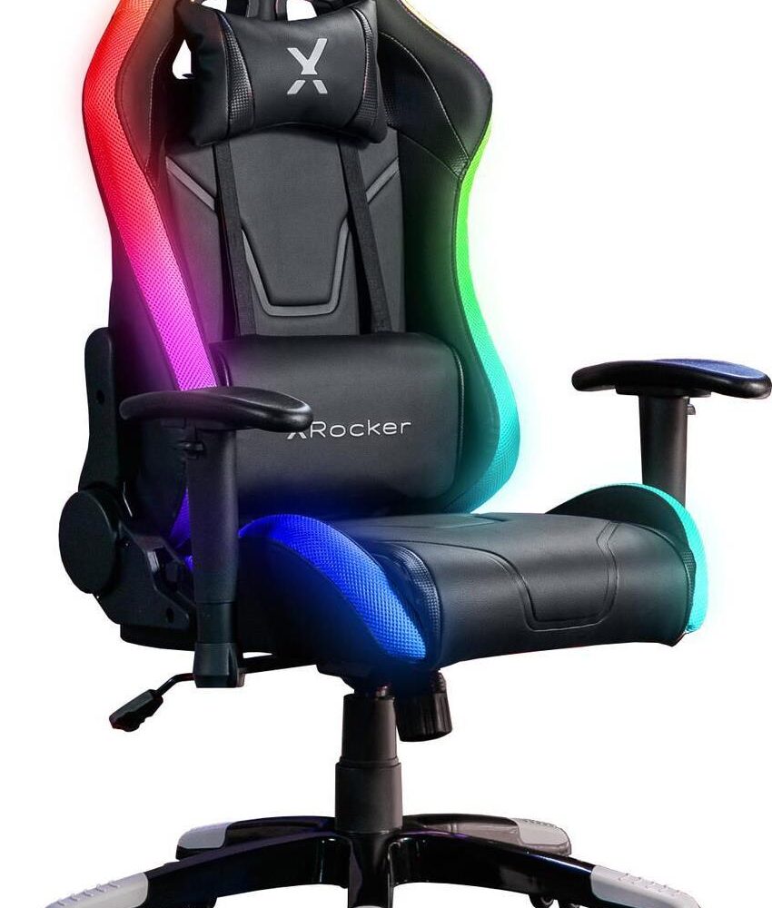 X Rocker Agility Compact eSports - Gaming-Bürodrehstuhl für Kinder & Teenager mit LED-Beleuchtung & App-Steuerung - schwarz (2023028)