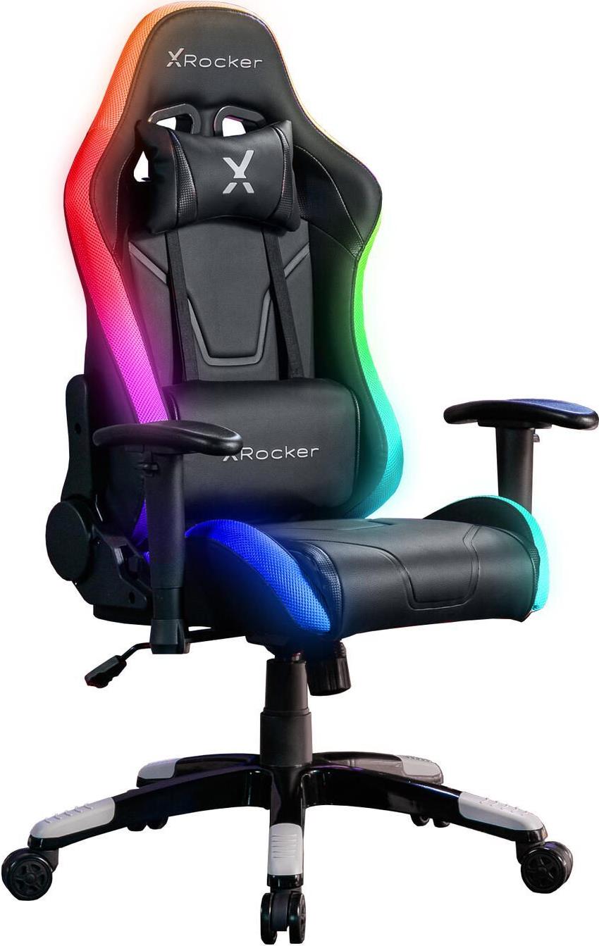 X Rocker Agility Compact eSports - Gaming-Bürodrehstuhl für Kinder & Teenager mit LED-Beleuchtung & App-Steuerung - schwarz (2023028)