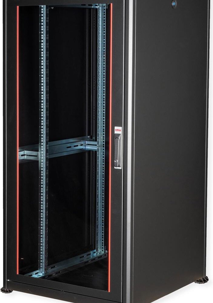 Roline Basic - Schrank Netzwerkschrank - Glas Tür - Jet Black, RAL 9005 - 32U - 48.3 cm (19") (26.21.0208)
