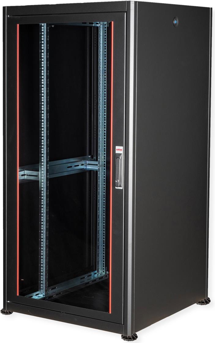 Roline Basic - Schrank Netzwerkschrank - Glas Tür - Jet Black, RAL 9005 - 32U - 48.3 cm (19") (26.21.0208)