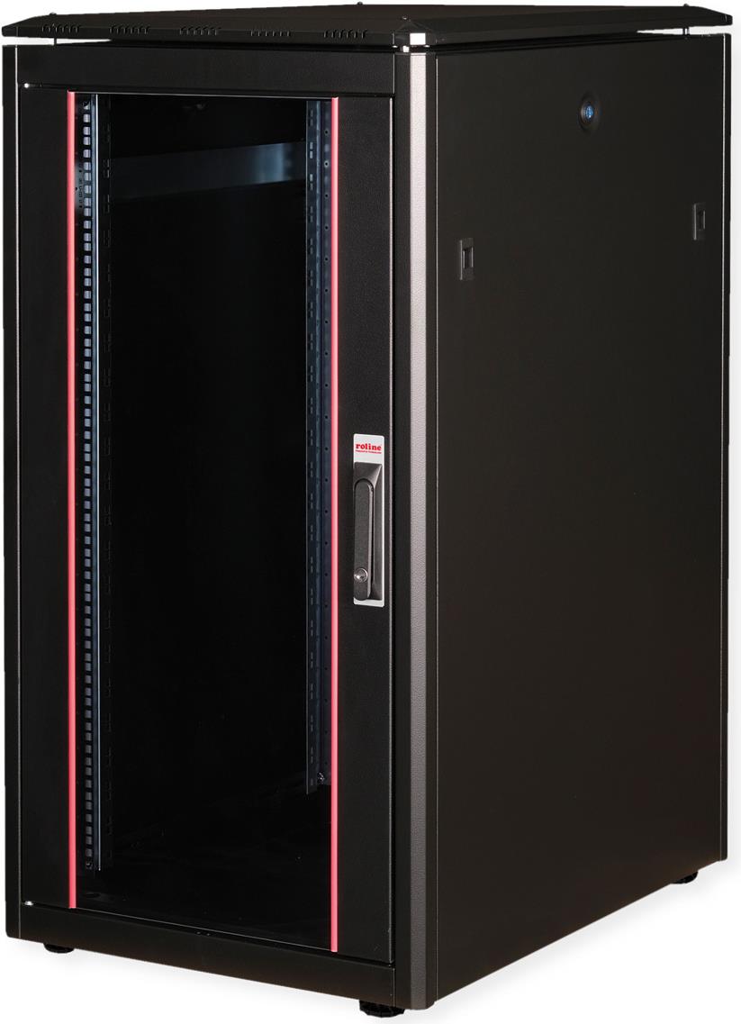 Roline Pro - Schrank Netzwerkschrank - mit Glastür, 600 x 800 mm (B x T) - RAL 9005, Jet Black - 22U - 48.3 cm (19") (26.21.0219)