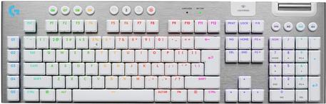 Logitech G G915 X - Tastatur - LIGHTSPEED - Hintergrundbeleuchtung - kabellos - Bluetooth 5,0, 2,4 GHz, USB - QWERTY - US International - Tastenschalter: GL Tactile - weiß (920-012690)