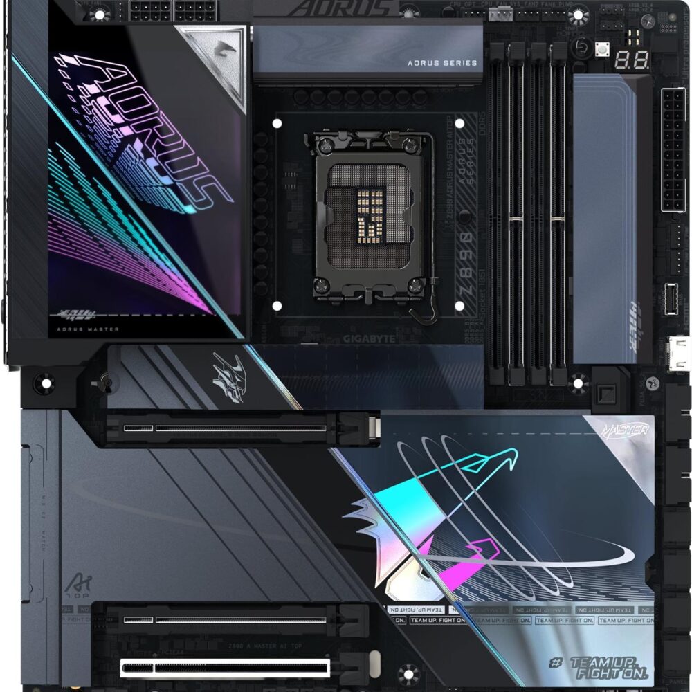 GIGABYTE AORUS Z890 MASTER AI TOP - Motherboard - E-ATX - LGA1851-Sockel - Z890 Chipsatz - USB4, USB-C, USB 3,2 Gen 2, USB 3,2 Gen 1 - 2 x 2,5 Gigabit LAN, Bluetooth, Wi-Fi 7 - Onboard-Grafik (CPU erforderlich) - HD Audio (8-Kanal) (Z890 A MASTER AI TOP)