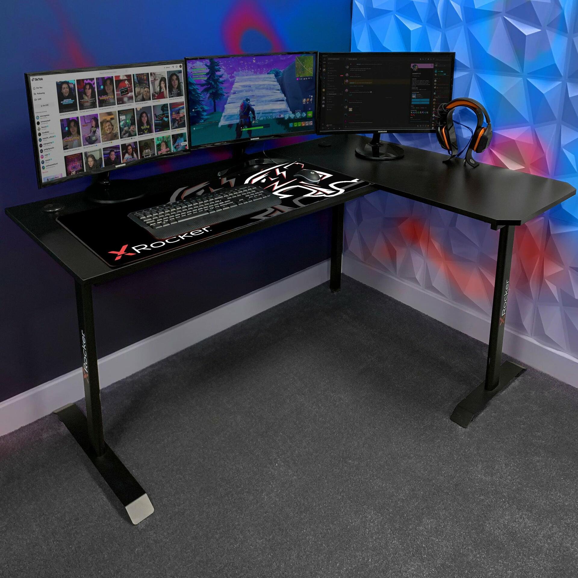 X Rocker 2022068 - Ecke - L-Form - Aluminium - Gaming - Karbonfaser - Grau (2022068)
