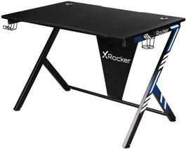 X Rocker Ocelot Aluminium Carbon Gaming Tisch mit Stickern in Rot & Blau - Gerade - Rechteckige Form - Stahl - Stahl - Gaming - Schwarz - Blau - Rot (2020054)