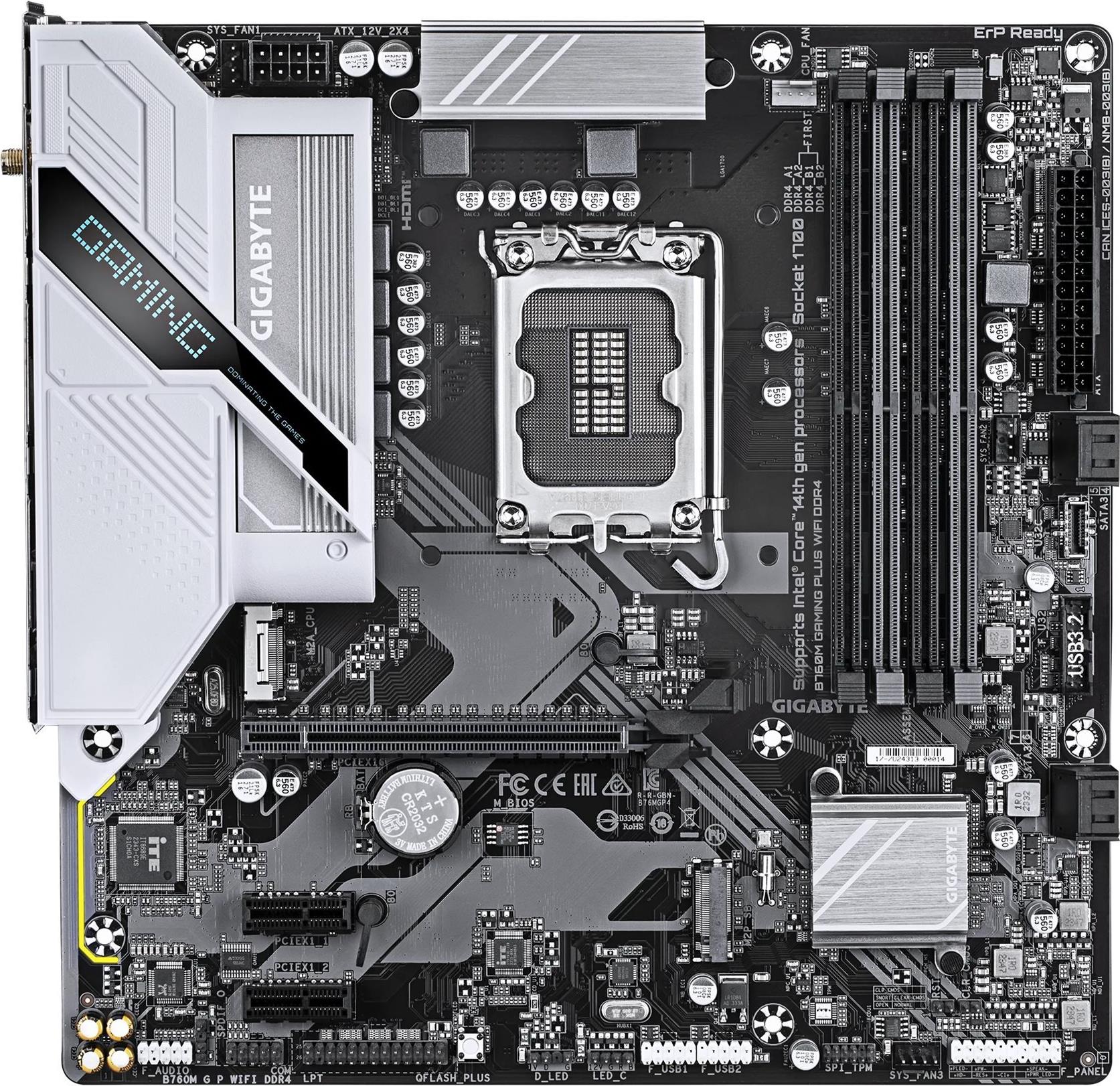Gigabyte B760M GAMING PLUS WIFI DDR4 - Motherboard - micro ATX - LGA1700-Sockel - B760 Chipsatz - USB-C 3,2 Gen 1, USB 3,2 Gen 1 - Wi-Fi 6, Bluetooth, Gigabit LAN - Onboard-Grafik (CPU erforderlich) - HD Audio (8-Kanal) (B760M G P WIFI DDR4)