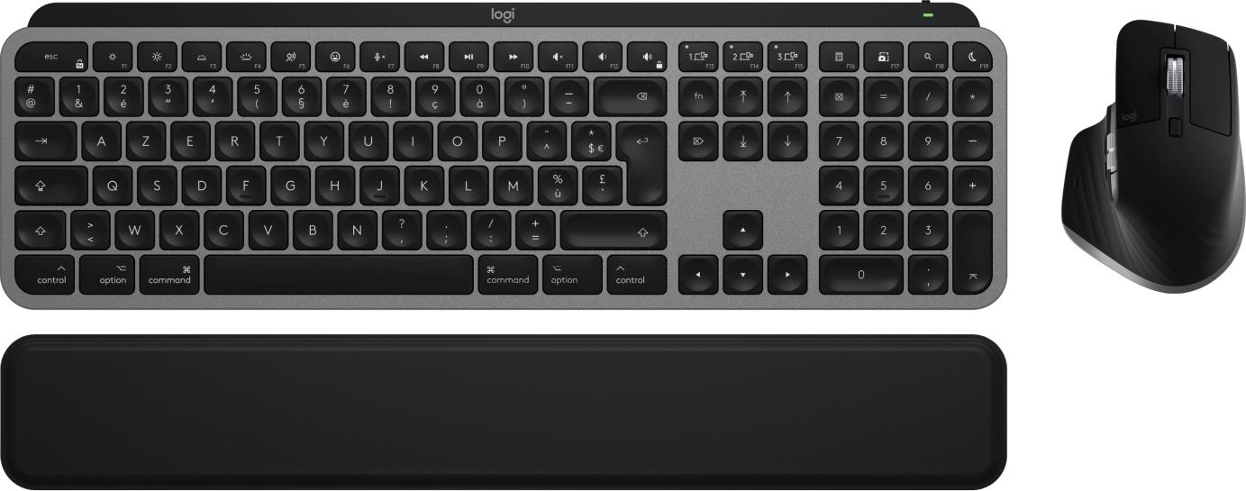 Logitech Master Series MX Keys S Combo for Mac - Tastatur-und-Maus-Set - full size - hinterleuchtet - kabellos - Bluetooth LE - AZERTY - Französisch - Space-grau (920-012841)