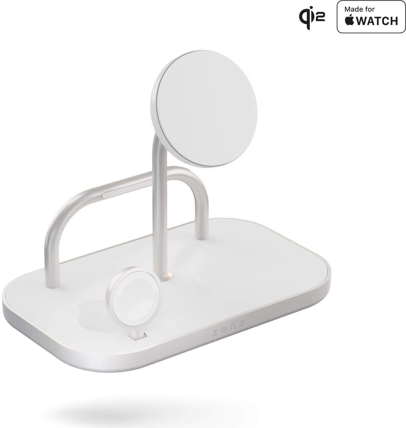 Zens Aluminium Series 4 in 1 Wireless Charger + Watch mit Netzteil 65W § 1x 60W USB-C + 1x 15W § Qi2 § weiß § ZEDC29W/00 (ZEDC29W/00)