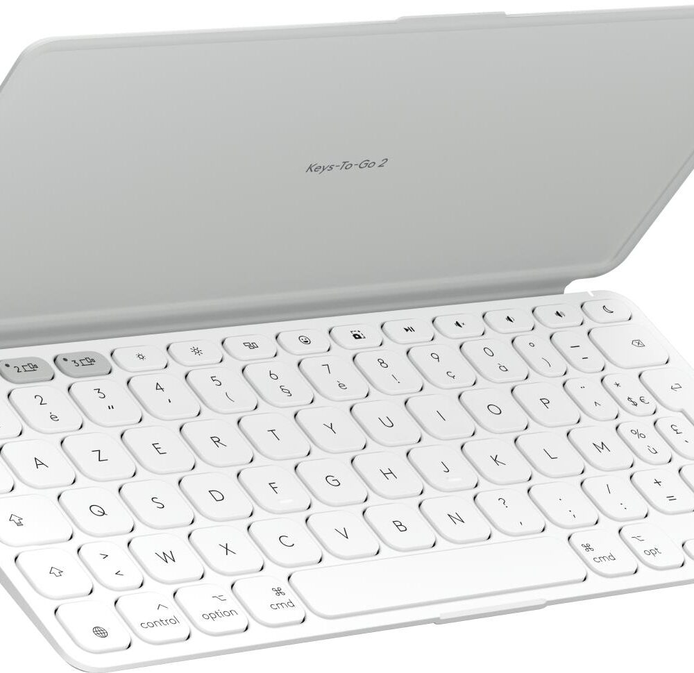 Logitech Keys-To-Go 2 for iPad - Tastatur - built-in cover - kabellos - Bluetooth LE - AZERTY - Französisch - Pale Gray (920-013007)