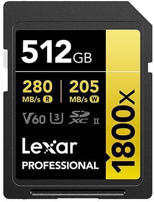 Lexar Professional 1800x 512 GB SDXC UHS-II Klasse 10 (LSD1800512G-BNNNG)