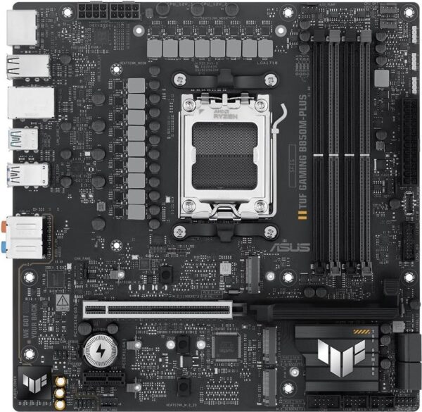 ASUS TUF GAMING B850M-PLUS - Motherboard - micro ATX - Socket AM5 - AMD B850 Chipsatz - USB-C 3,2 Gen 2x2, USB-C 3,2 Gen2, USB 3,2 Gen 2, USB 3,2 Gen 1 - 2,5 Gigabit LAN - Onboard-Grafik (CPU erforderlich) - HD Audio (8-Kanal) (90MB1IX0-M0EAY0)