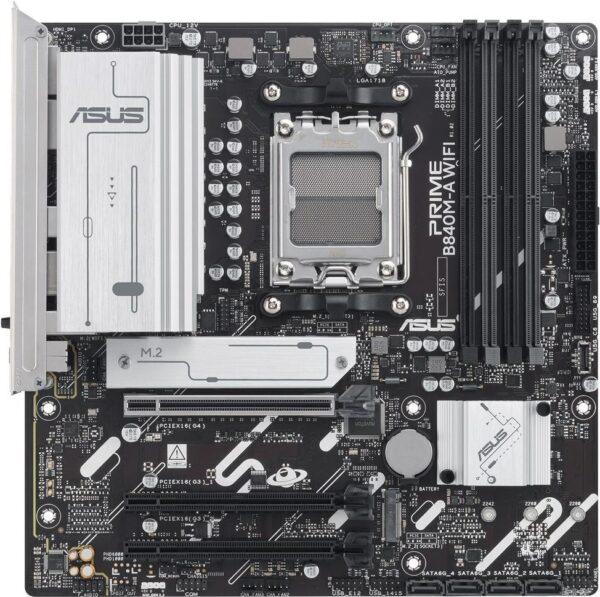 ASUS PRIME B840M-A WIFI - Motherboard - micro ATX - Socket AM5 - AMD B840 Chipsatz - USB-C 3,2 Gen 1, USB 3,2 Gen 1 - 2,5 Gigabit LAN, Bluetooth, Wi-Fi 6E - Onboard-Grafik (CPU erforderlich) - HD Audio (8-Kanal) (90MB1J20-M0EAY0)