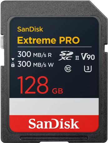SanDisk Extreme Pro - Flash-Speicherkarte - 128GB - Video Class V90 / UHS-II U3 / Class10 - SDXC UHS-II (SDSDXDM-128G-GN4IN)