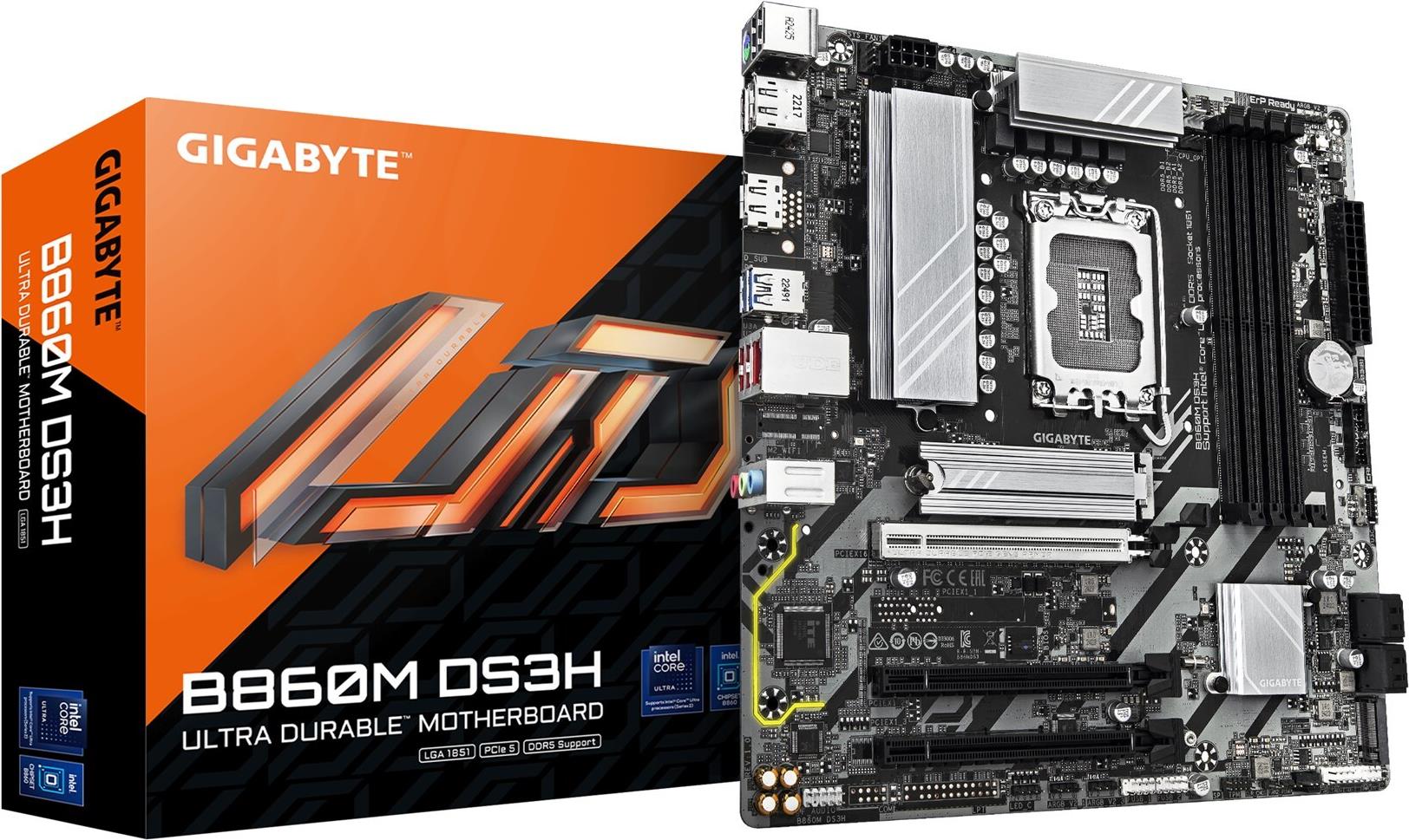 Gigabyte MB GBT Intel 1851 B860M DS3H - Micro/Mini/Flex-ATX - USB 3.2 (B860M DS3H)