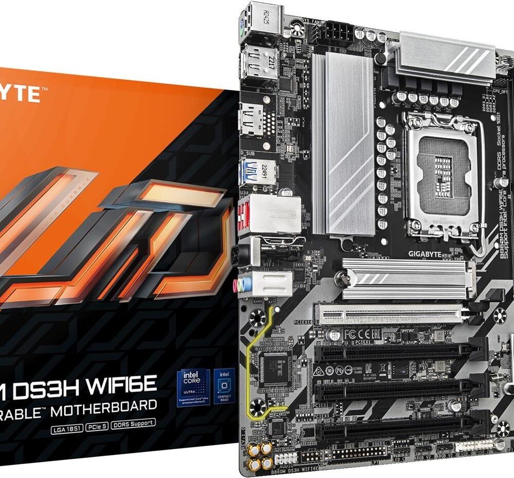 Gigabyte MB GBT Intel 1851 B860M DS3H WIFI6E - Micro/Mini/Flex-ATX - USB 3.2 (B860M DS3H WIFI6E)