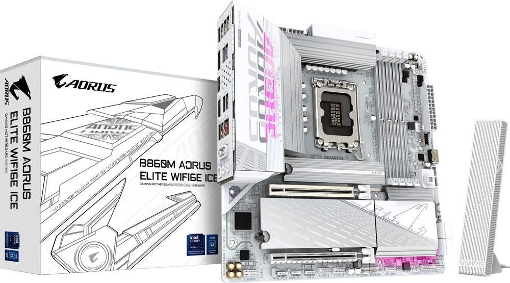 Gigabyte MB GBT Intel 1851 B860M A ELT WF6E ICE - Micro/Mini/Flex-ATX - USB 3.2 (B860M A ELT WF6E ICE)