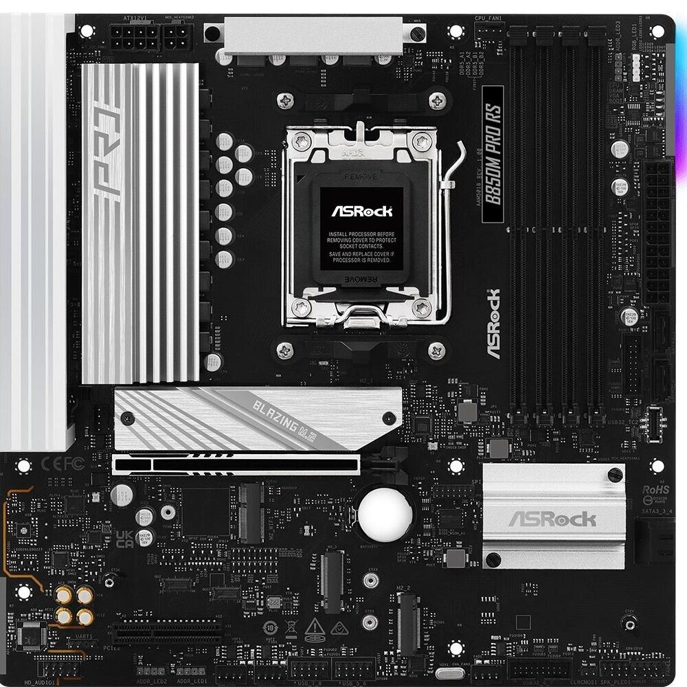 ASRock B850M Pro RS AM5 mATX HDMI/DP DDR5 - AMD Sockel AM5 (Ryzen Zen4) - Micro/Mini/Flex-ATX (90-MXBR6-A0UAYZ)