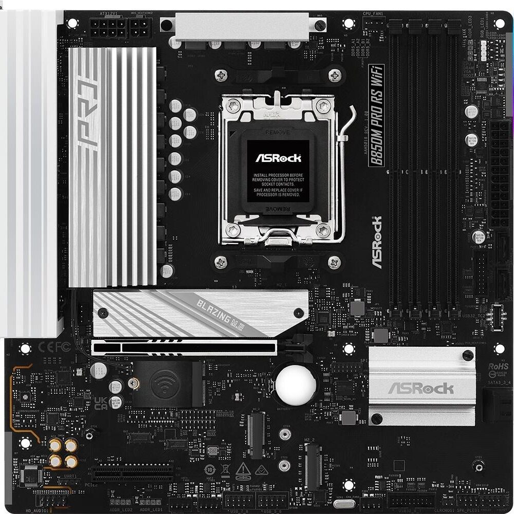 ASRock B850M Pro RS WiFi AM5 mATX HDMI/DP DDR5 - AMD Sockel AM5 (Ryzen Zen4) - Micro/Mini/Flex-ATX (90-MXBR7-A0UAYZ)