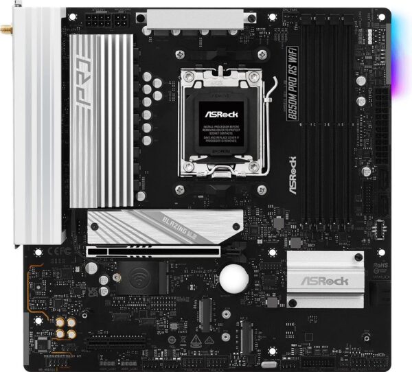 ASRock B850M Pro RS WiFi AM5 mATX HDMI/DP DDR5 - AMD Sockel AM5 (Ryzen Zen4) - Micro/Mini/Flex-ATX (90-MXBR7-A0UAYZ)