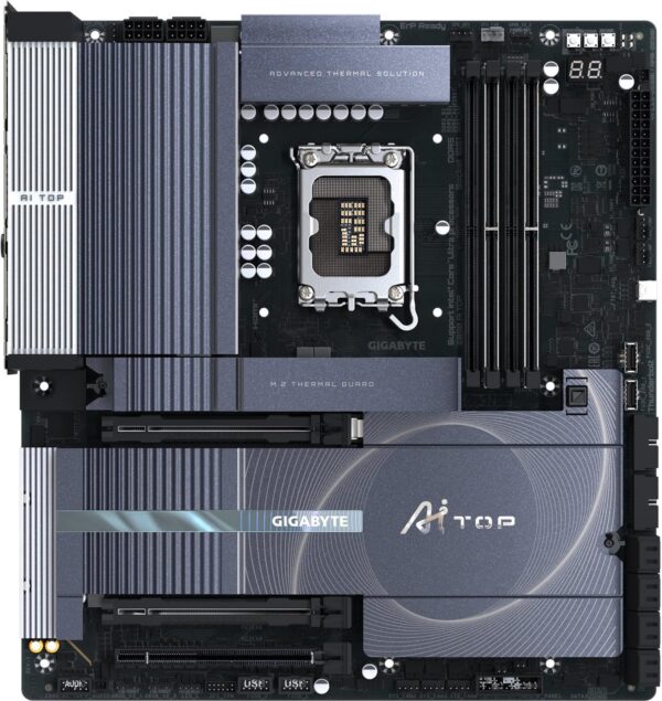 Gigabyte Z890 AI TOP - Motherboard - ATX - LGA1851-Sockel - Z890 Chipsatz - USB4, USB 3,2 Gen 2, USB 3,2 Gen 1, USB-C 3,2 Gen 2x2 - 2 x 2,5 Gigabit LAN, Bluetooth, Wi-Fi 7 - Onboard-Grafik (CPU erforderlich) - HD Audio (8-Kanal) (Z890 AI TOP)