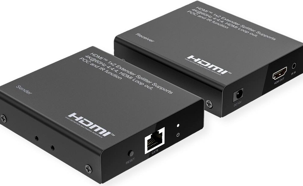 ROLINE HDMI 1x2 Splitter+ Extender via TP Kat.6A 4K60Hz 70m - Digital/Display/Video (14.01.3643)