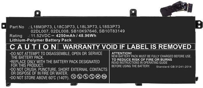 CoreParts Laptop Battery 48.96Wh Li-Pol 11.52V 4250mAh Black - Batterie - 4.250 mAh (5B10W51826-CP)